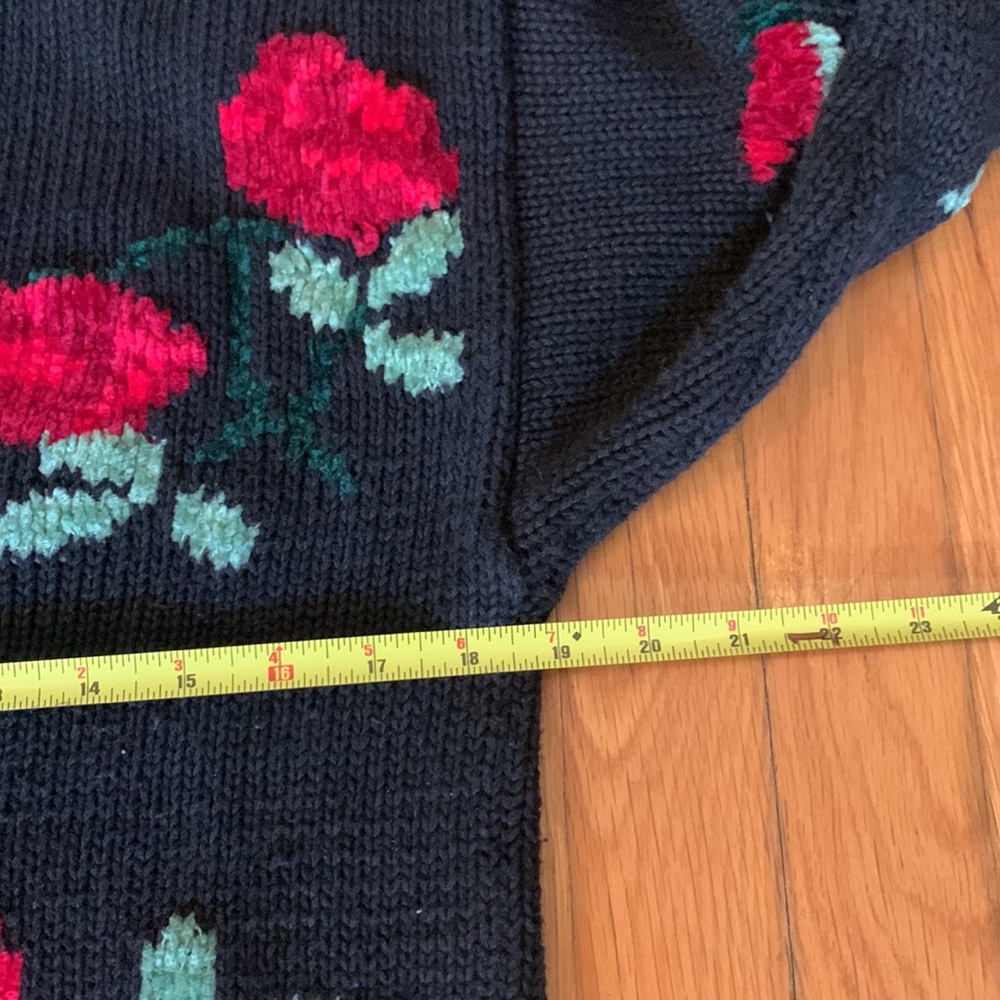 80’s ROSES FLORAL SWEATER CHENILLE - Picture 8 of 14